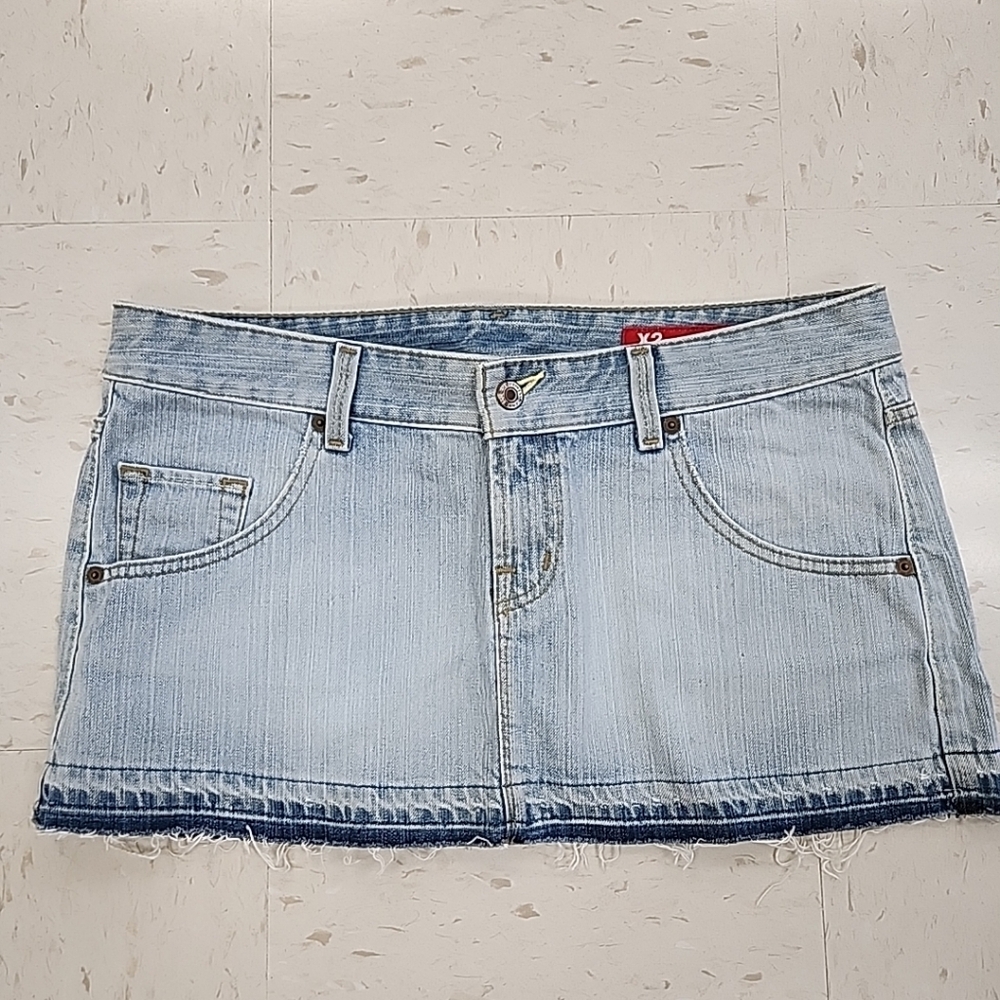 Vintage Express X2 Denim Laboratory Ultra Micro Mini Skirt Women's Size 12 Y2K